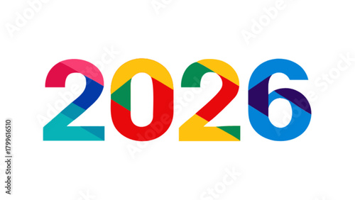 Colorful new year 2026 celebration design graphic vector illustration and modern style background image
