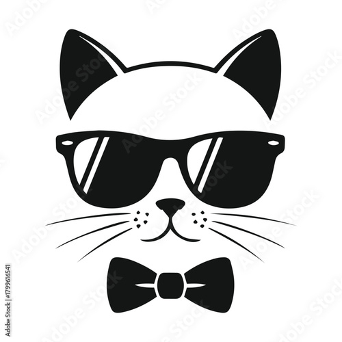 Cool cat with sunglasses silhouette vector illustration