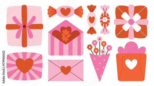 Cute valentine s day gifts and treats in pink and orange colors