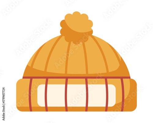 Cozy knitted winter hat with pom pom and label detail