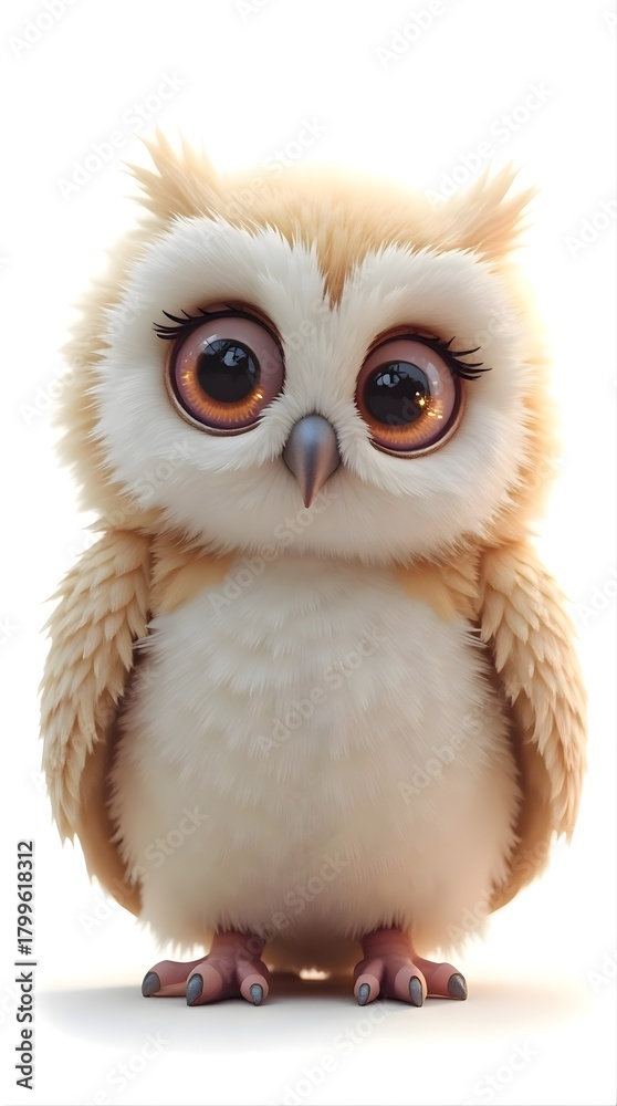 Fototapeta premium Extremely Fluffy Baby Owl with Sparkly Eyes