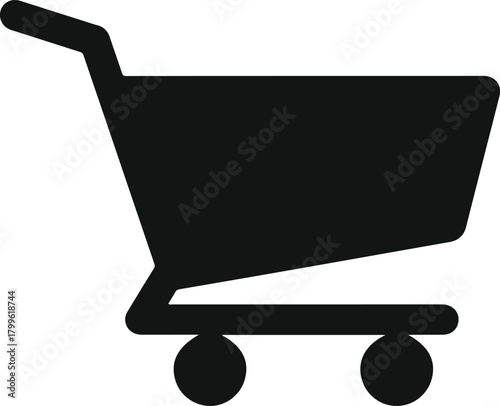 Shopping cart black silhouette icon representing e-commerce and retail business