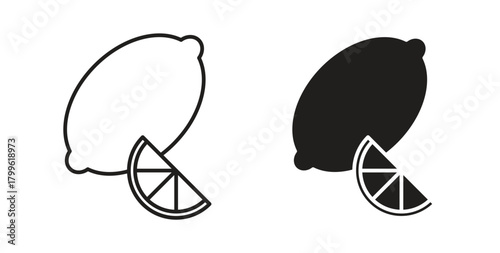 Lemon icon Isolated flat vector in outline collection on white background