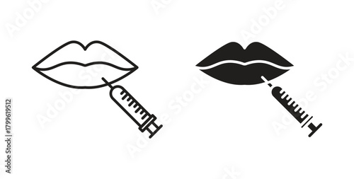 Lips injection icon Isolated flat vector in outline collection on white background
