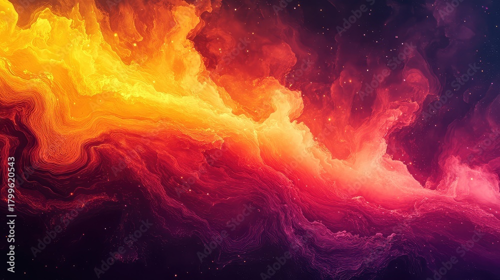 Fototapeta premium Abstract cosmic fire nebula with glowing stars