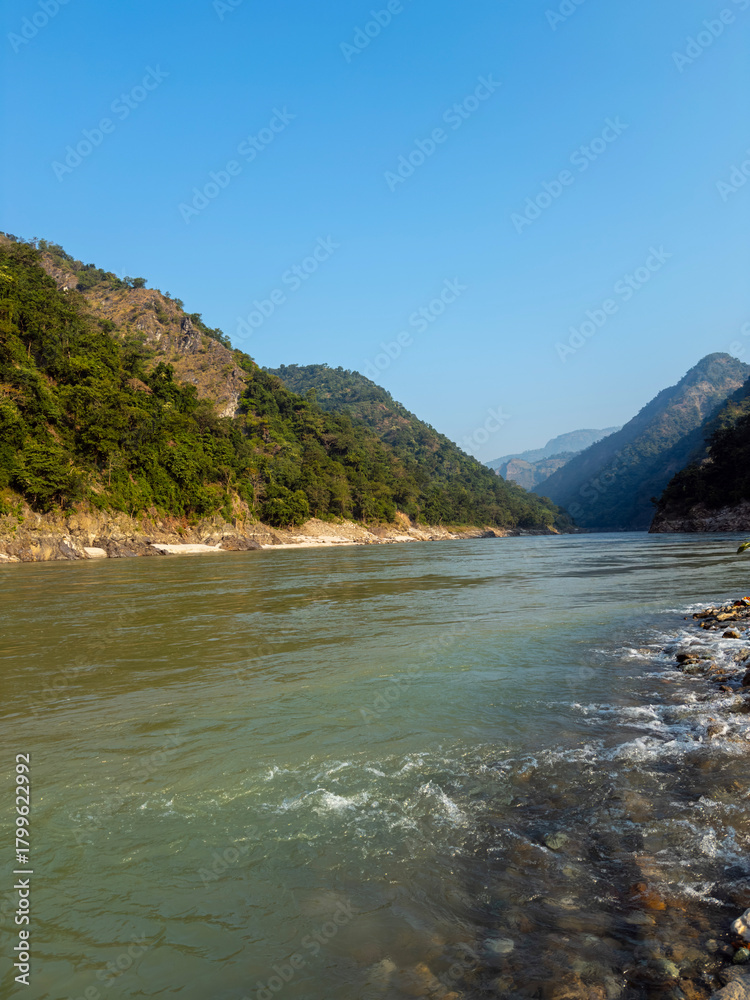 Fototapeta premium beautiful landscapes of a road river hills in developing country clean and unique latest