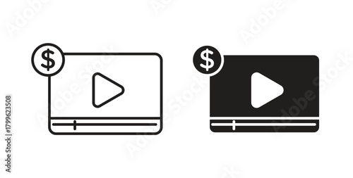 Paid media icon Isolated flat vector in outline collection on white background