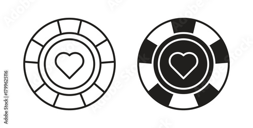 Poker chips icon Isolated flat vector in outline collection on white background