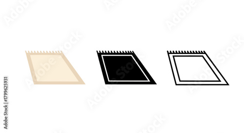 Minimalist illustration of three sets of rug silhouettes, Symbolizing grounded home minimalist, flat vector design.