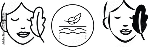 Set of dermatology safe icons representing sensitive skin, soothing, and non-irritating formulas