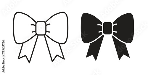Ribbon bow icon Isolated flat vector in outline collection on white background