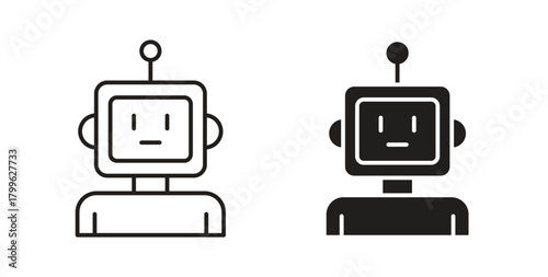 Robot icon Isolated flat vector in outline collection on white background