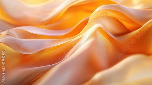 Flowing golden yellow silk fabric abstract background