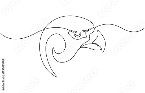 continuous line art drawing style Eagle or falcon head.
