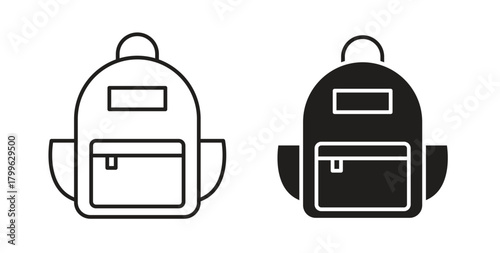 School bag icon Isolated flat vector in outline collection on white background