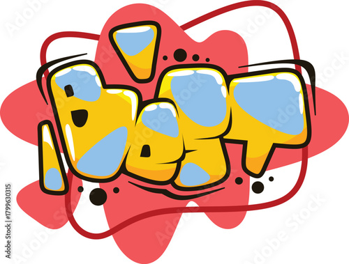 best word graffiti text sticker illustration