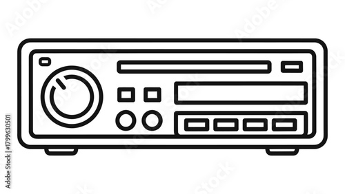 Car audio receiver icon, isolated on white background