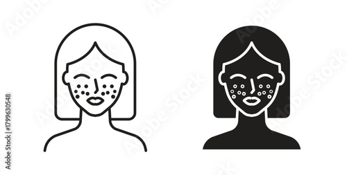 Skin acne icon Isolated flat vector in outline collection on white background