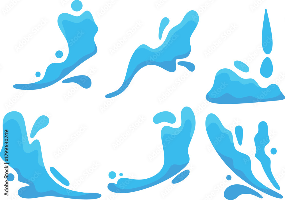 Obraz premium simple blue water splash set illustration