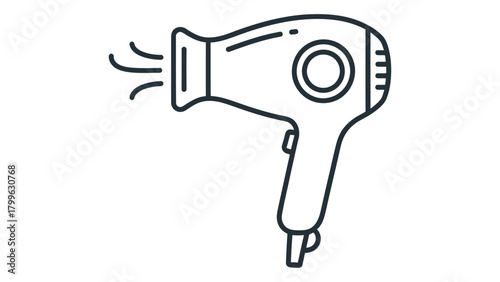 Electric hair dryer icon, isolated on white background
