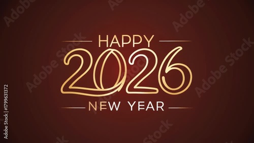 Happy New Year 2026 Neon Light Celebration Greeting Card.