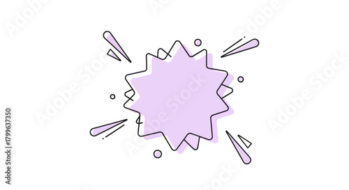 Dynamic purple starburst graphic with radiating lines and dots, creating an energetic splash effect ideal for announcements, sales, or comic-style design elements and playful notifications