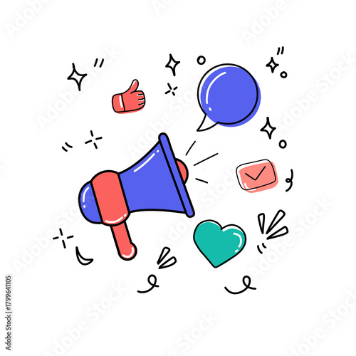 megaphone design, content promotion, creative