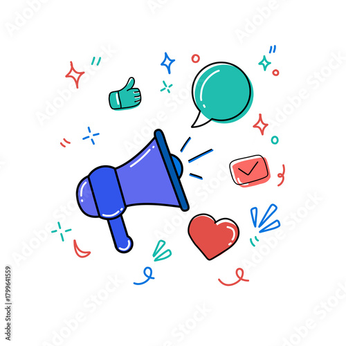megaphone design, content promotion, creative