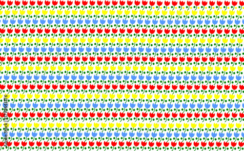 かわいいチューリップのシンプルなシームレスな背景イラスト_斜め配置_赤青黃