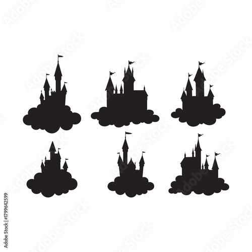 Enchanting fairytale castle silhouettes.