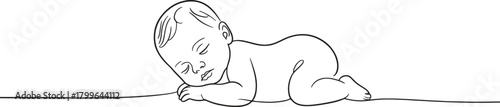 Adorable baby peacefully sleeping illustration exudes innocence and simple beauty for nursery decor