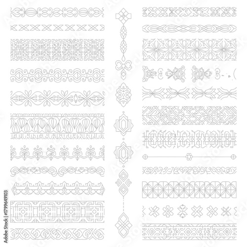 Elegant ornamental borders and dividers offer versatile design elements for professional projects, adding sophisticated detail and visual flair.