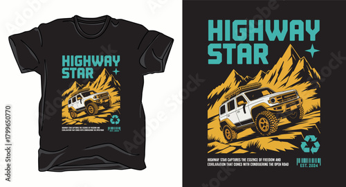 Highway star monster truck graphic vector art t-shirt design print