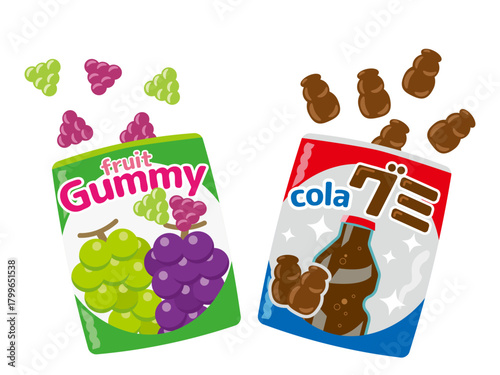 フルーツのグミとコーラのグミ