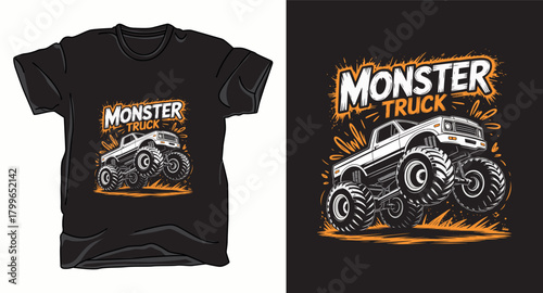 Monster truck graphic vector art t-shirt design print