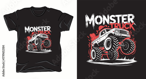 Monster truck graphic vector art t-shirt design print