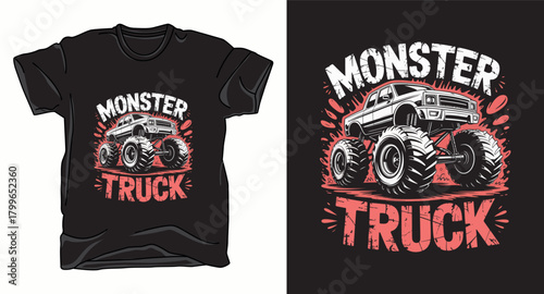 Monster truck graphic vector art t-shirt design print