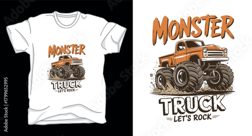 Tough monster truck graphic vector art t-shirt design print