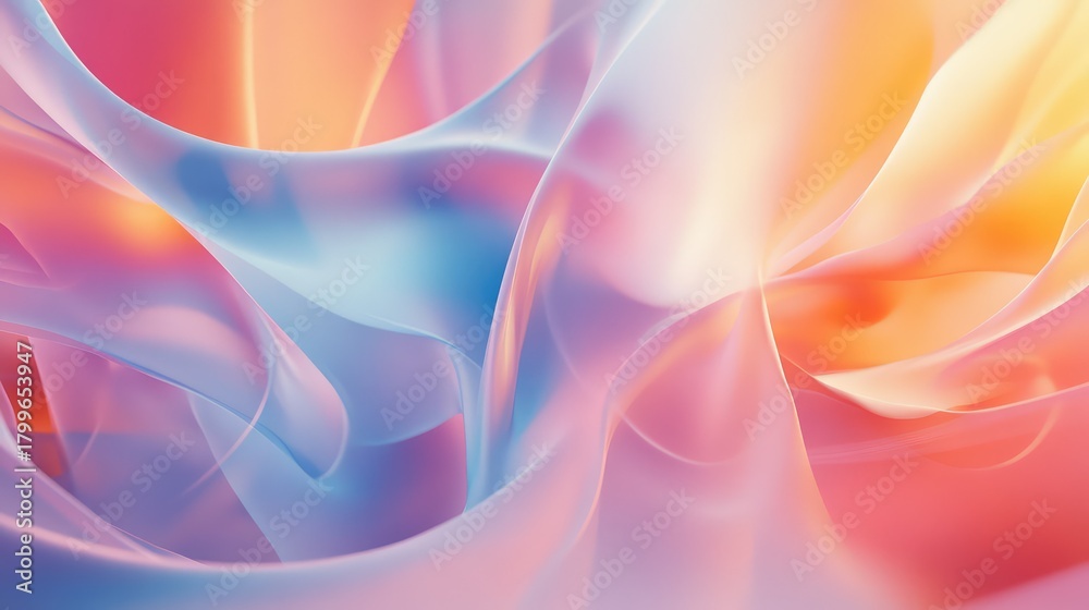 Fototapeta premium Abstract flowing pastel fabric creating soft curves and gradient colors
