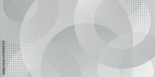 Abstract gray and white gradient background with circle, stripes, and halftone shapes. Trendy and minimalist background concept for covers, banners, brochures, presentations, and certificates. EPS. 4