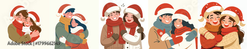 young couple hugging on Christmas day
