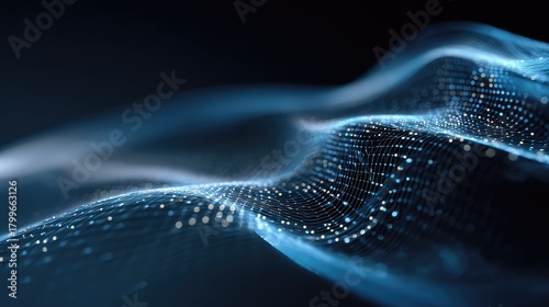 Fototapeta Naklejka Na Ścianę i Meble -  Digital wave particles creating data network connection abstract