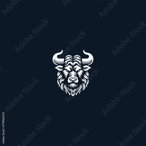 Angry Buffalo Head Vector Logo