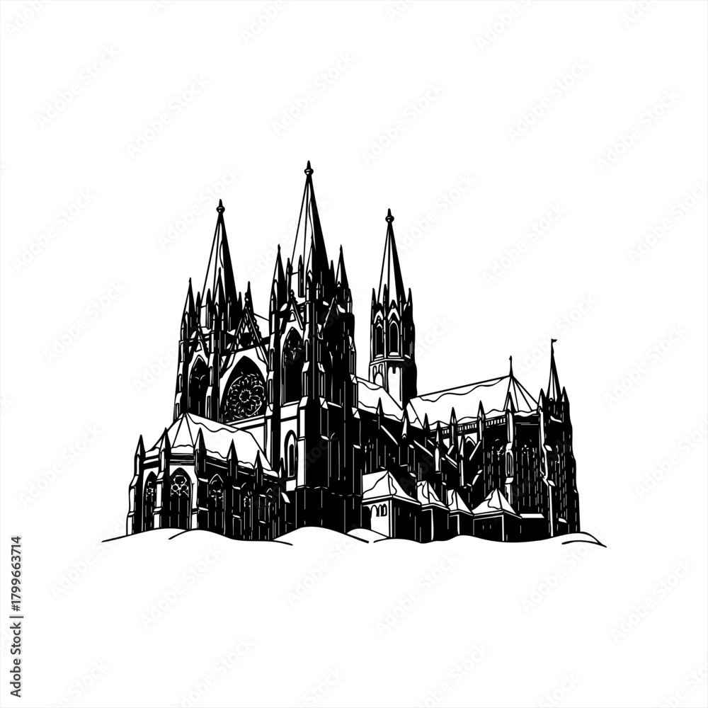 Fototapeta premium Gothic architecture and cathedral icon for historical design projects