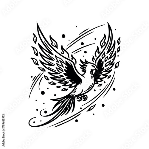 Abstract phoenix tattoo icons for creative design projects