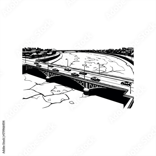 Urban panorama icons for city planning and infrastructure design