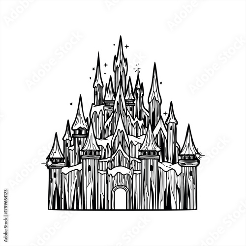 Fairytale and fantasy castle icon design for storybook illustrations