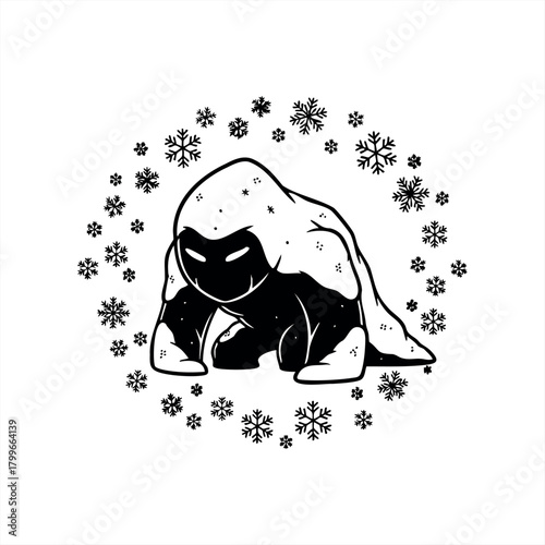 Mystical winter creature icons for fantasy design projects