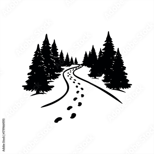 Winter wilderness exploration icons for adventure and nature design