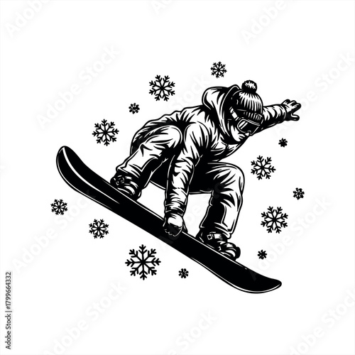 Winter sports and snowboarding enthusiast icons for adventure branding